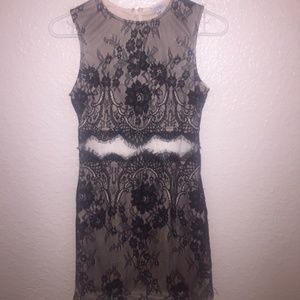 Tobi Black Lace Overlay Dress